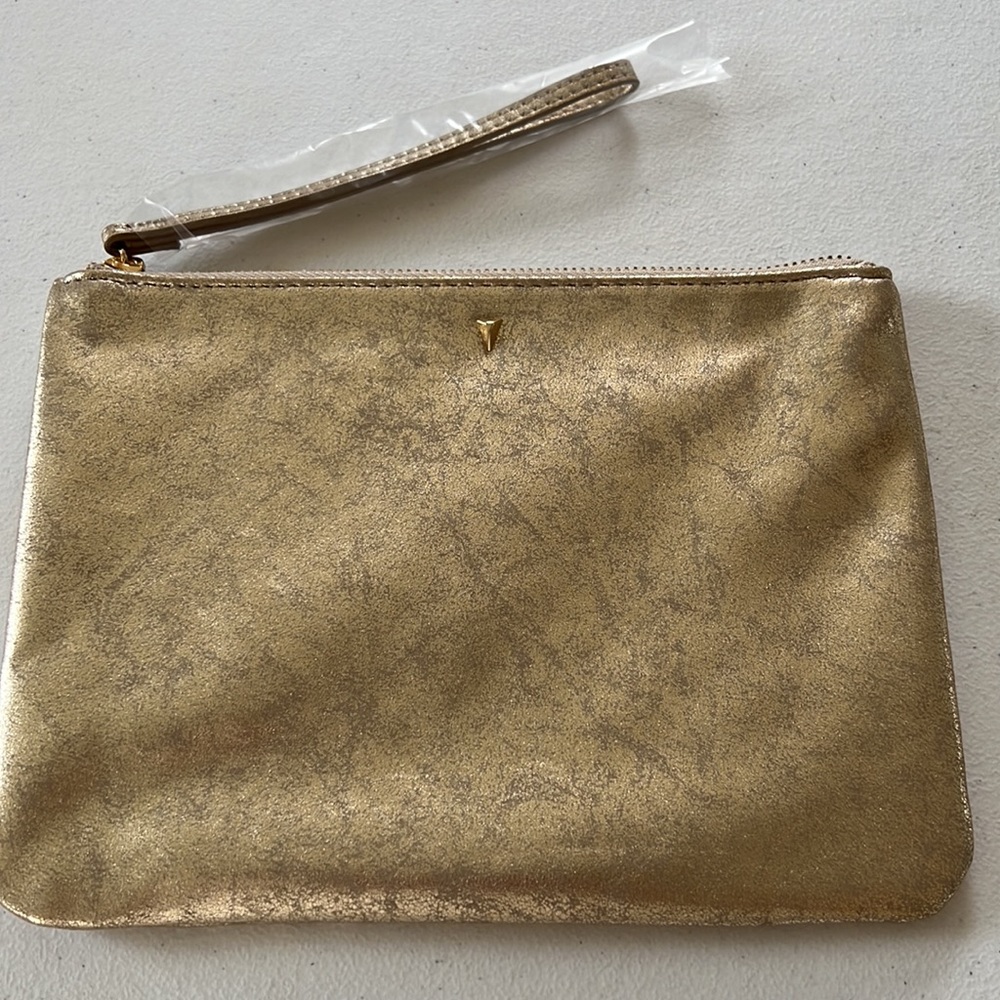 STELLA&DOT In Charge wristlet pouch, distressed gold